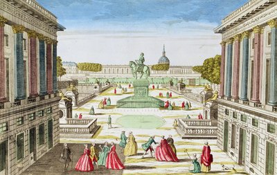 Vista prospettica di Place Louis XV da Porte Saint-Honoré da French School